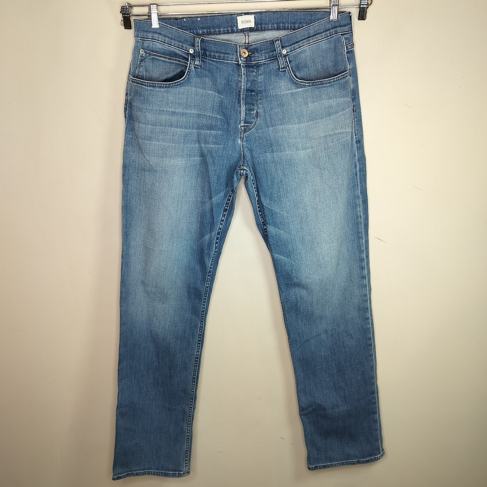 Hudson Wilde Relaxed Straight Jeans 38 x 34 Distressed Denim